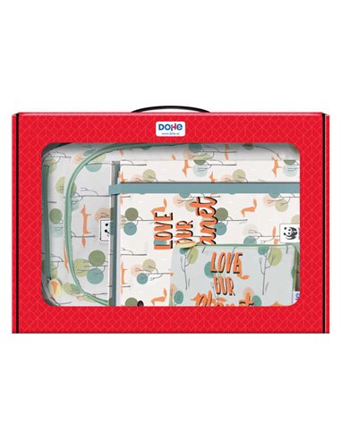 Dohe Pack Sac à dos, classeur et trousse WWF - Mallette cadeau 365 x 515 x 105 mm - Remplacement de classeur A4, grand sac à dos