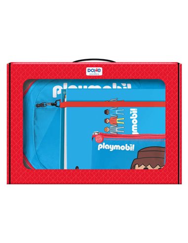 Dohe Pack Sac à dos, classeur et trousse Playmobil - Mallette cadeau 365 x 515 x 105 mm - Remplacement de classeur A4 - Grand sa