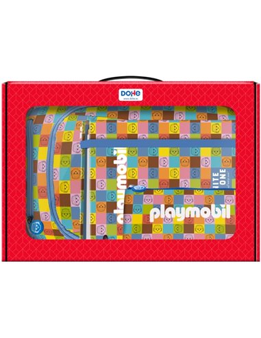 Dohe Playmobil Unite en un seul pack comprenant un sac à dos + une recharge de dossier A4 + une trousse triple - Mallette tout-e