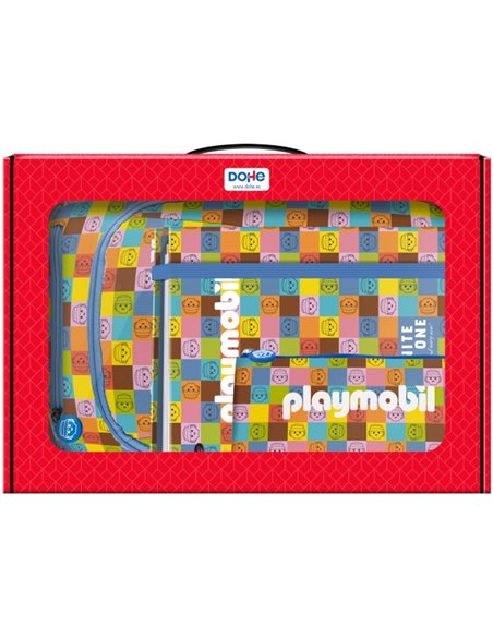 Dohe Playmobil Unite en un seul pack comprenant un sac à dos + une recharge de dossier A4 + une trousse triple - Mallette tout-e