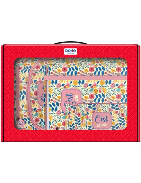 Pack sac à dos Dohe C`est la Vie + Recharge pour classeur A4 + Trousse triple - Mallette tout-en-un, idéale pour offrir