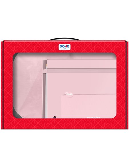 Sac à dos Dohe Serenity + Recharge pour classeur A4 + Trousse triple – Mallette tout-en-un idéale pour offrir – Rose