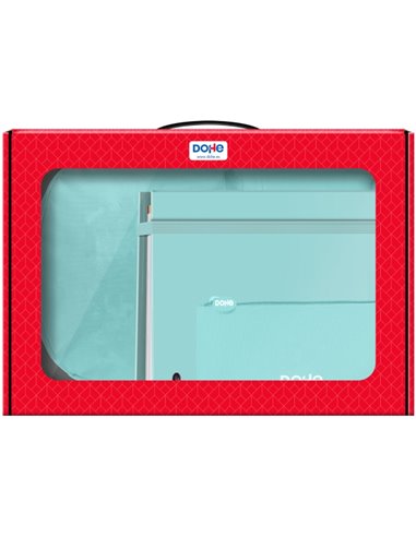 Sac à dos Dohe Serenity + Recharge pour classeur A4 + Trousse triple – Mallette tout-en-un idéale pour offrir – Vert