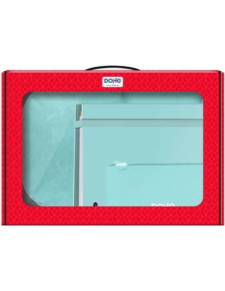 Sac à dos Dohe Serenity + Recharge pour classeur A4 + Trousse triple – Mallette tout-en-un idéale pour offrir – Vert