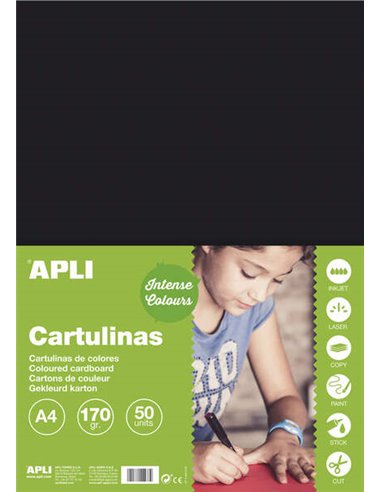 Lot de 50 feuilles de papier cartonné A4 170 g - Noir