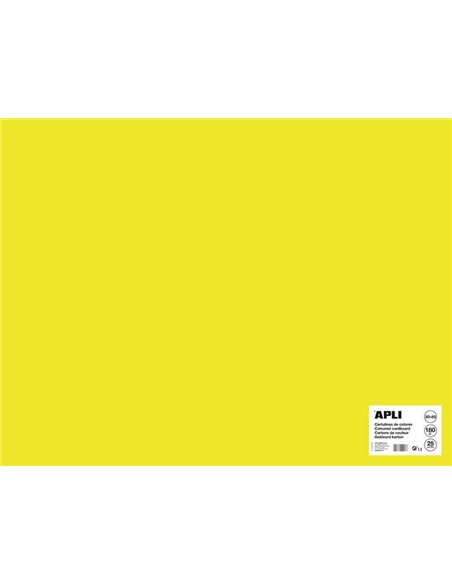 Papier cartonné jaune fluo Apli 50 x 65 cm 170 g 25 feuilles