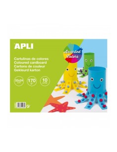 Bloc de carton Apli 170 g/m² - 10 feuilles - Sans acide - Idéal pour les loisirs créatifs et scolaires - Couleurs assorties