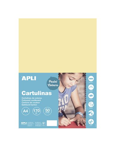 Papier cartonné Apli Vanille A4 170 g 50 feuilles