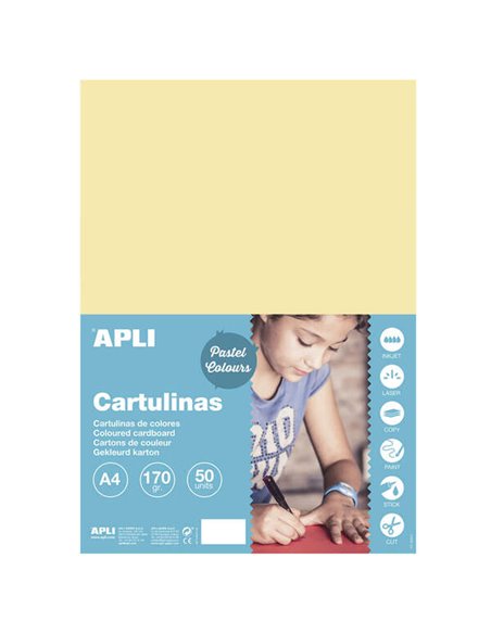 Papier cartonné Apli Vanille A4 170 g 50 feuilles
