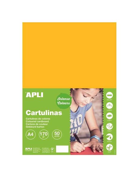 Papier cartonné jaune doré Apli A4 170 g, 50 feuilles