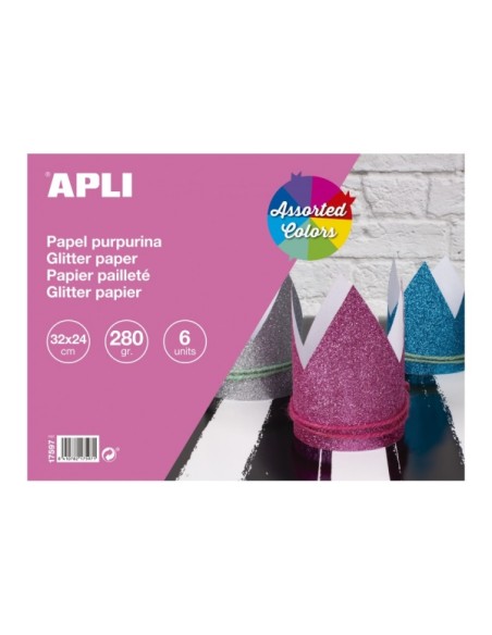 Bloc de papier cartonné pailleté Apli - 280 g - Idéal pour les loisirs créatifs et le scrapbooking - Couleurs assorties