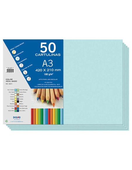 Papier cartonné Dohe A3 - 50 feuilles - 180 g - Idéal pour les travaux manuels et les projets scolaires