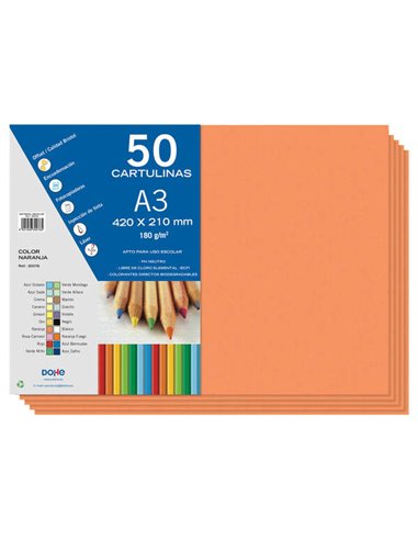 Papier cartonné Dohe A3 - 50 feuilles - 180 g - Couleur orange