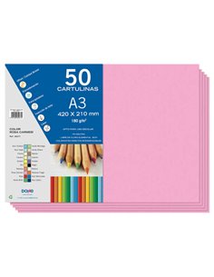 Papier cartonné Dohe A3 - 50 feuilles - 180 g - Idéal pour les loisirs créatifs - Rose