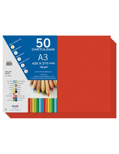 Papier cartonné Dohe A3 - 50 feuilles - 180 g - Rouge