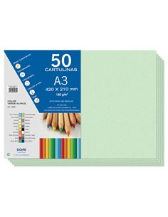 Paquet de 50 feuilles de papier cartonné Dohe A3 180 g - pH neutre - Sans chlore élémentaire - Couleur vert alface