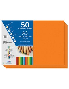 Paquet de 50 feuilles cartonnées Dohe A3 180 g - pH neutre - Sans chlore élémentaire - Couleur orange
