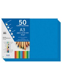Paquet de 50 feuilles de papier cartonné Dohe A3 180 g/m² - pH neutre - Sans chlore élémentaire - Bleu Bermudes