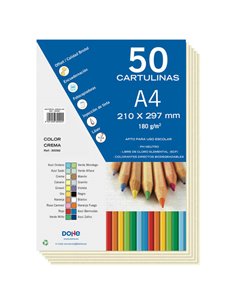 Lot de 50 feuilles de papier cartonné Dohe A4 180 g/m² - pH neutre - Sans chlore élémentaire - Couleur crème