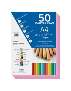 Lot de 50 feuilles de papier cartonné Dohe A4 180 g/m² - pH neutre - Sans chlore élémentaire - Rose