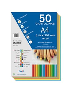 Lot de 50 feuilles de papier cartonné Dohe A4 180 g/m² - pH neutre - Sans chlore élémentaire - Couleurs intenses assorties