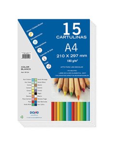 Lot de 15 feuilles cartonnées Dohe A4 - 21 x 29,7 cm - 180 g - Blanc