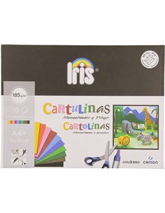 Canson Guarro Minipack de 10 cartes Iris A4+ 185 g - 24 x 32 cm - Couleurs assorties