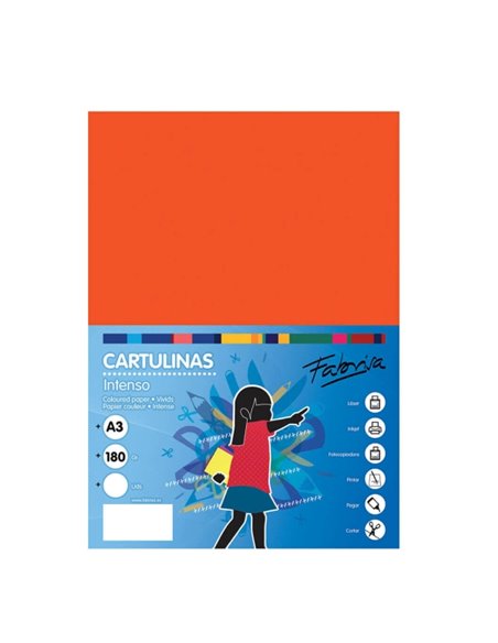 Lot de 25 feuilles de papier cartonné Fabrisa 180 g/m² - Format A3 - Orange