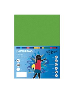Lot de 25 feuilles de papier cartonné Fabrisa 180 g/m² - Format A3 - Vert vif