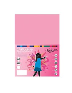 Lot de 25 feuilles de papier cartonné Fabrisa 180 g/m² - Format A3 - Couleur rose
