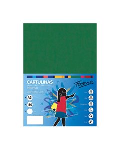 Lot de 25 feuilles de papier cartonné Fabrisa 180 g/m² - Format A3 - Vert foncé