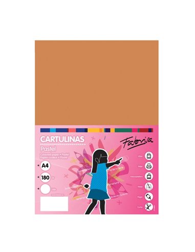 Paquet de 50 feuilles de papier cartonné Fabrisa 180 g/m² - Format A4 - Couleur marron clair