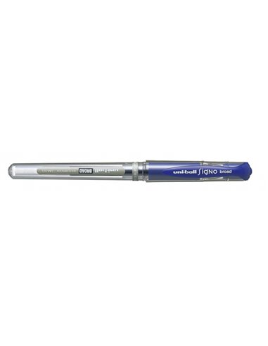 Stylo roller à encre gel Uni-ball Signo Broad UM-153 - Pointe 1 mm - Pointe plume - Grip caoutchouc - Bleu