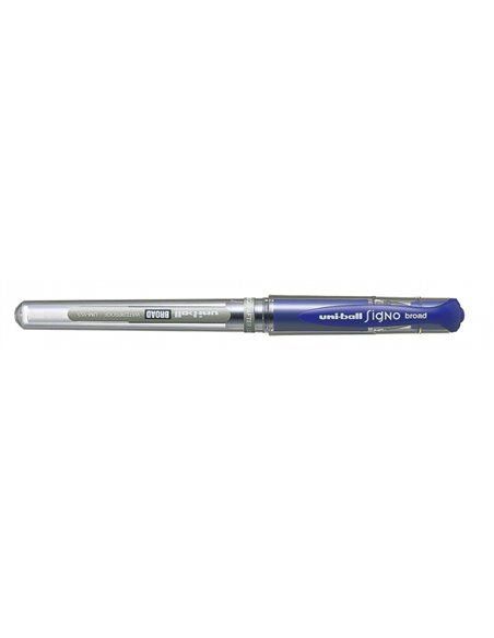 Stylo roller à encre gel Uni-ball Signo Broad UM-153 - Pointe 1 mm - Pointe plume - Grip caoutchouc - Bleu