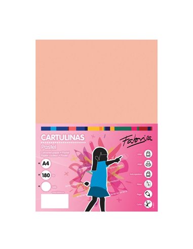 Paquet de 50 feuilles de papier cartonné Fabrisa 180 g/m² - Format A4 - Couleur saumon