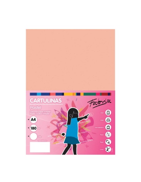Paquet de 50 feuilles de papier cartonné Fabrisa 180 g/m² - Format A4 - Couleur saumon