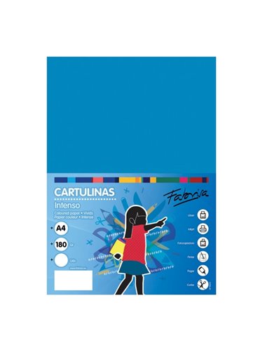 Paquet de 50 feuilles de papier cartonné Fabrisa 180 g/m² - Format A4 - Bleu moyen
