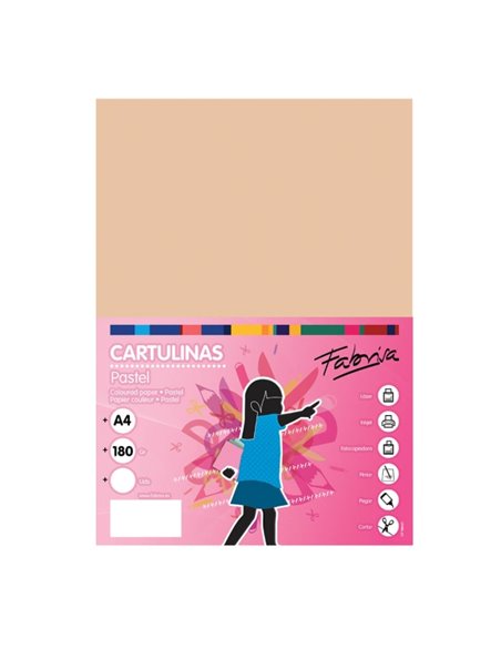 Paquet de 50 feuilles de papier cartonné Fabrisa 180 g/m² - Format A4 - Couleur vanille