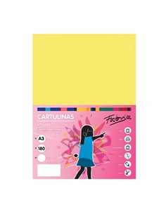 Lot de 25 feuilles de papier cartonné Fabrisa 180 g/m² - Format A3 - Jaune