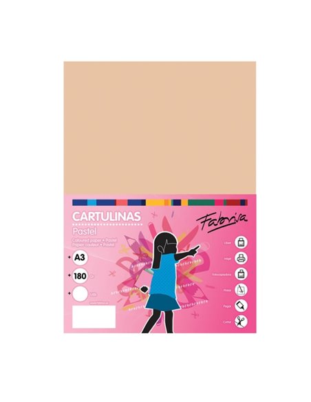 Lot de 25 feuilles de papier cartonné Fabrisa 180 g/m² - Format A3 - Couleur vanille
