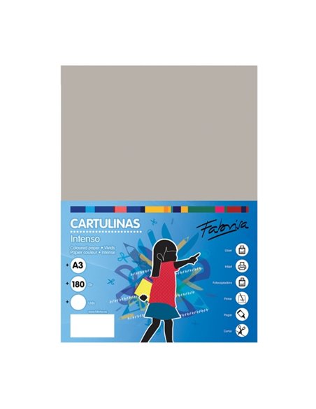 Lot de 25 feuilles de papier cartonné Fabrisa 180 g/m² - Format A3 - Gris