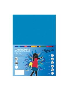 Lot de 25 feuilles de papier cartonné Fabrisa 180 g/m² - Format A3 - Bleu moyen