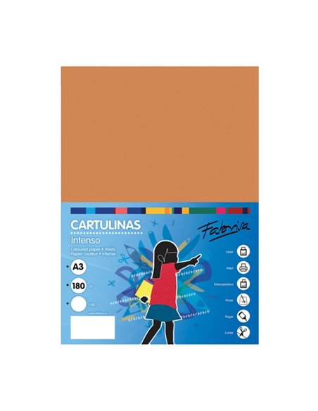 Lot de 25 feuilles de papier cartonné Fabrisa 180 g/m² - Format A3 - Marron clair