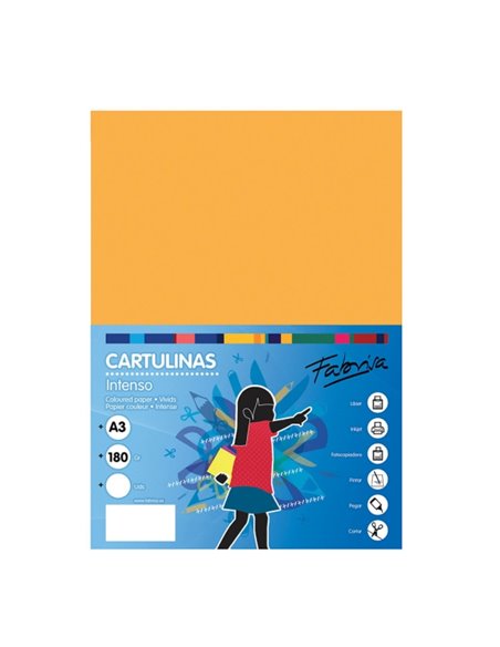 Lot de 25 feuilles de papier cartonné Fabrisa 180 g/m² - Format A3 - Jaune or