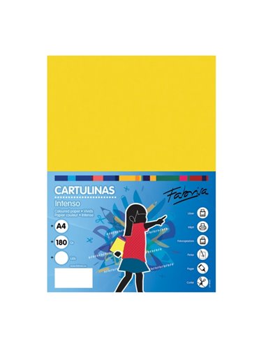 Paquet de 50 feuilles de papier cartonné Fabrisa 180 g/m² - Format A4 - Jaune vif