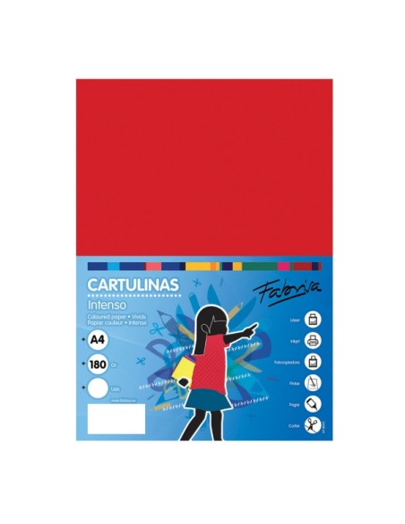 Paquet de 50 feuilles de papier cartonné Fabrisa 180 g/m² - Format A4 - Couleur rouge