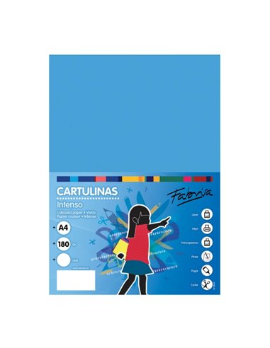 Paquet de 50 feuilles de papier cartonné Fabrisa 180 g/m² - Format A4 - Couleur bleu turquoise