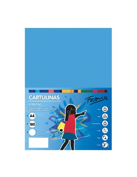 Paquet de 50 feuilles de papier cartonné Fabrisa 180 g/m² - Format A4 - Couleur bleu turquoise