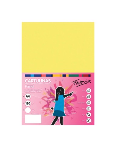 Paquet de 50 feuilles de papier cartonné Fabrisa 180 g/m² - Format A4 - Jaune