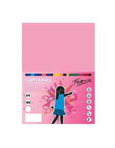 Paquet de 50 feuilles de papier cartonné Fabrisa 180 g/m² - Format A4 - Couleur rose